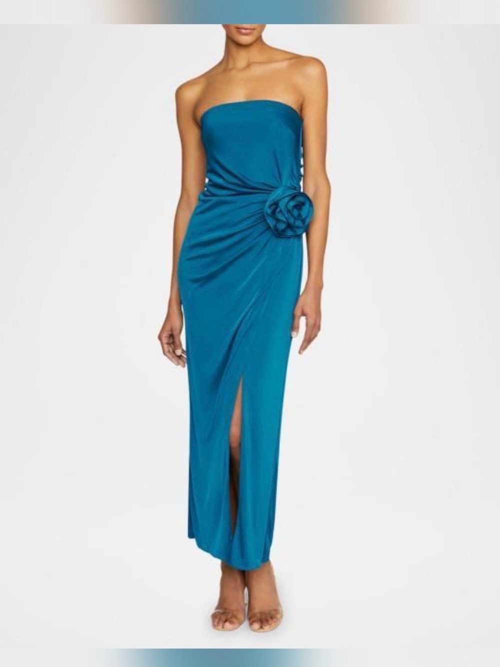 Monique Llhuiller Gown $500 retail Corrine Strapless in Teal size 14 NWOT